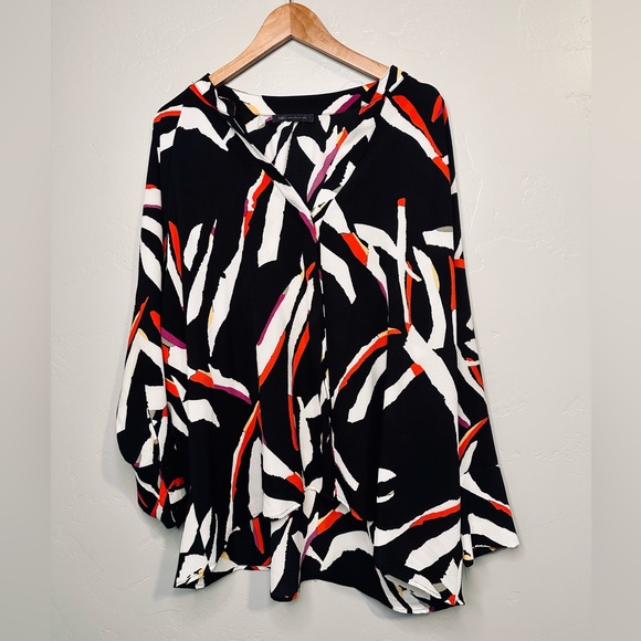 NEW Marks & Spencer Jacquard Blouse Double Breasted Black Print SZ 16/XL - Picture 3 of 16